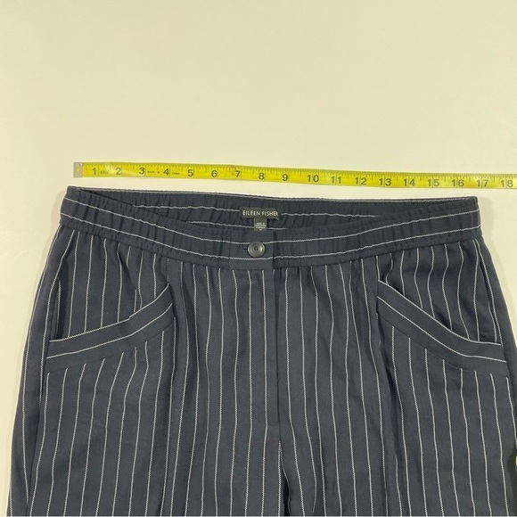 Eileen Fisher Wide Leg Crop Dress Pants Blue Pinstripe - Picture 7 of 9